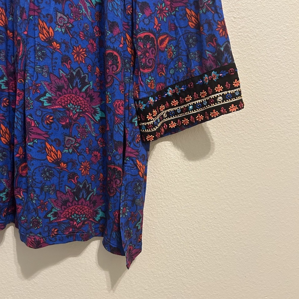 Soft Surroundings Tamuri Beaded Tunic Size 2X Boho Coastal Hippie Resortwear - Picture 9 of 16
